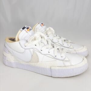 Nike Sacai Low Blazer White Patent Leather Tennis Shoes DM6443-100 Men's Size 11